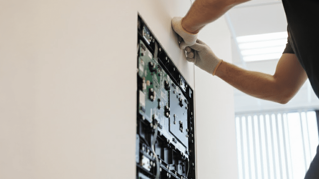 Montage und Installation von LED Walls für Events, Unternehmen von projektor.at, Einrichtung von Videowänden für Geschäfte, Auslagen, Kongresse und mehr inklusive Beratung, Lieferung und Montage