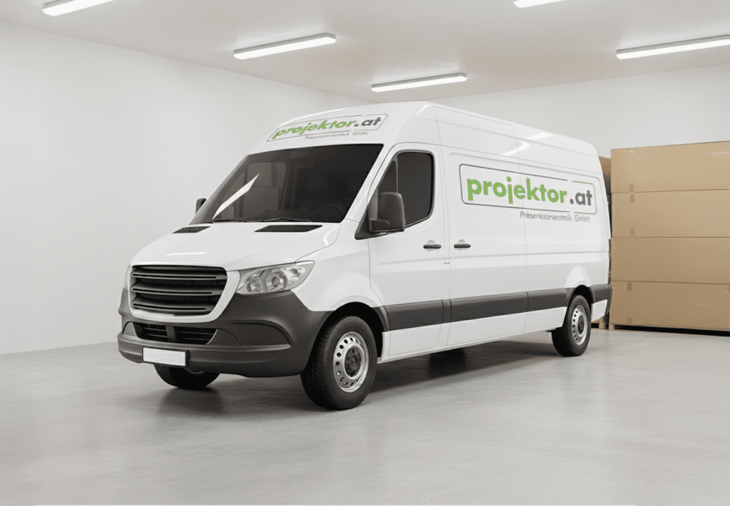 projektor.at Montageteam Lieferwagen, österreichweite Lieferung und Montage von EDV-Technik