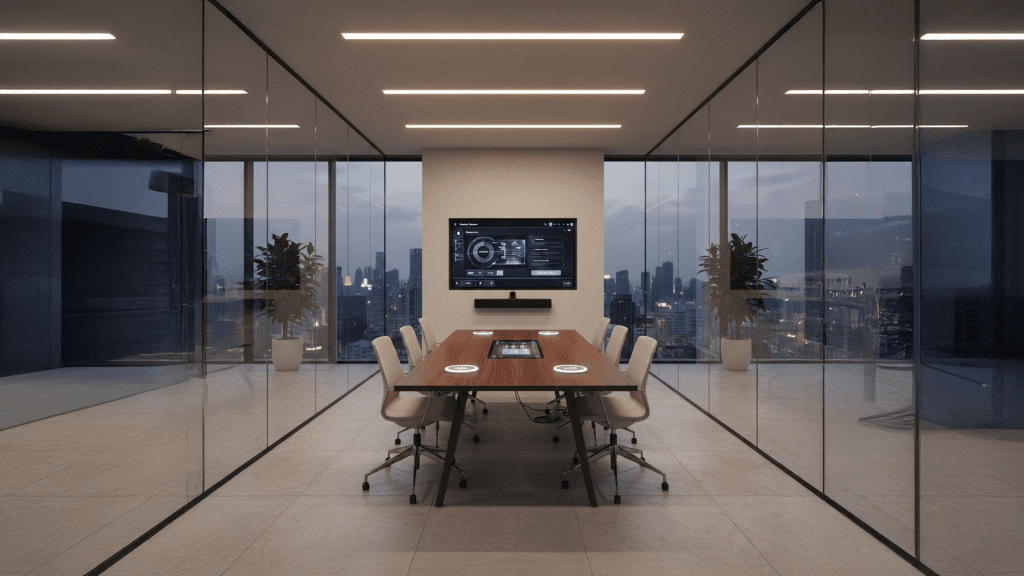 Konferenzraumtechnik für Firmen, Touch-Displays, Videocall Ausstattung und Displayshare für Unternehmen von projektor.at