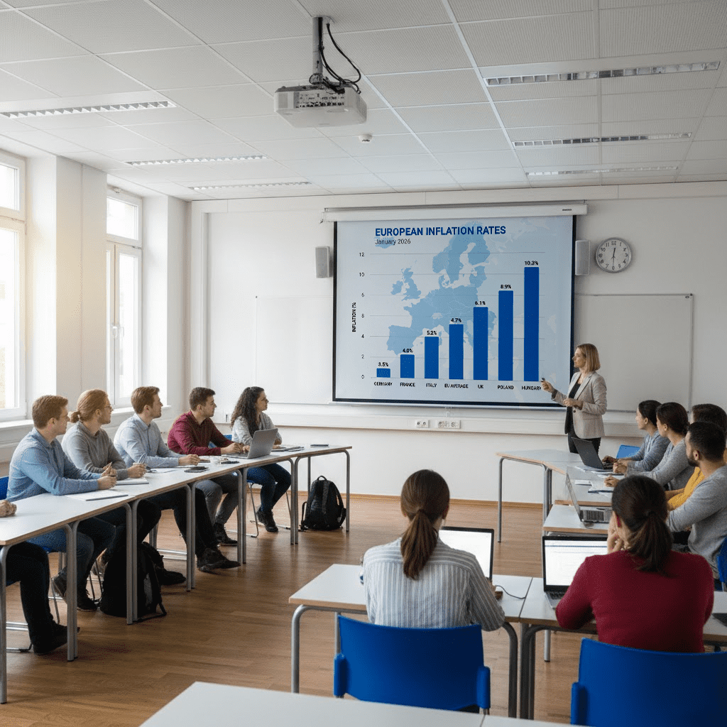 Lehrer verwendet Beamer in Schule