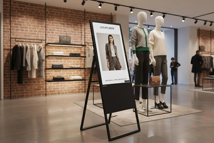 Kundenstopper Info Signage Display in Retail Fashion Store