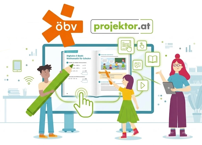projektor.at ist offizieller Technologiepartner des öbv: eBooks+ jetzt zertifiziert für interaktive Schultafeln. Jetzt Beratung & Demo anfragen.